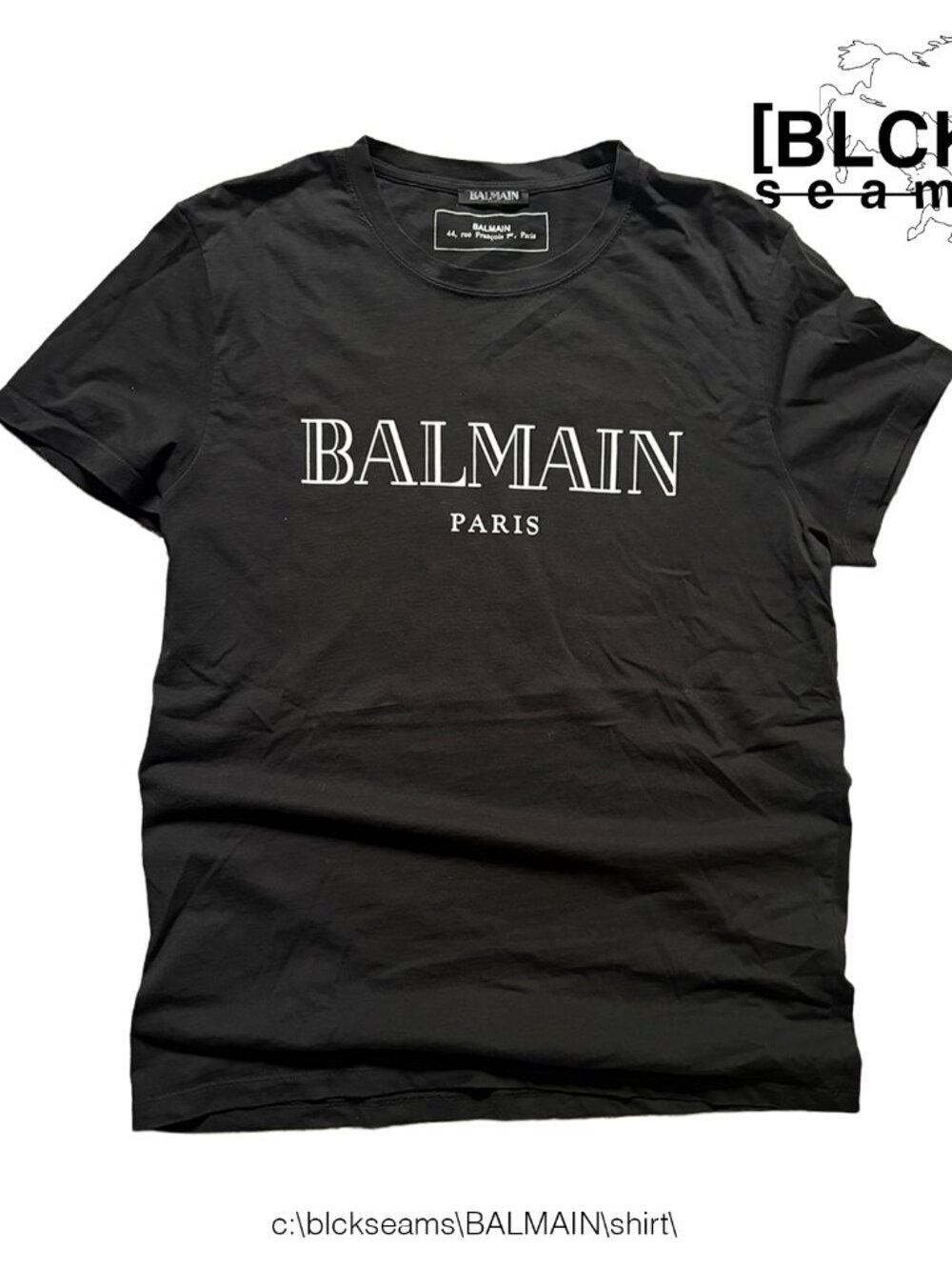 Balmain Black Logo Print Cotton T-Shirt